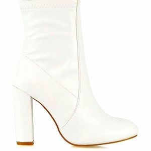 White Faux Leather Ankle Boots